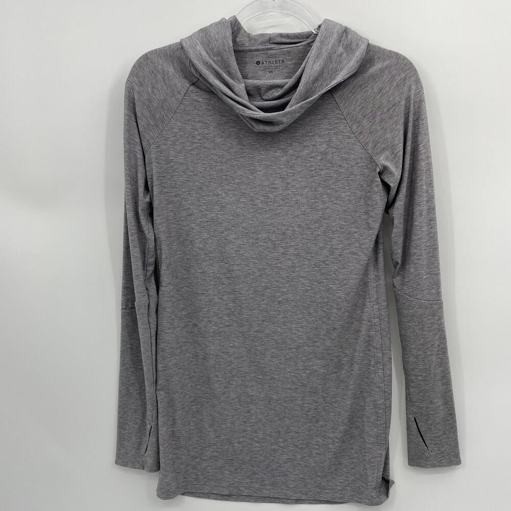 ATHLETA Essence Hooded Tunic Womens Size XS Grey Lightweight Stretch #405077